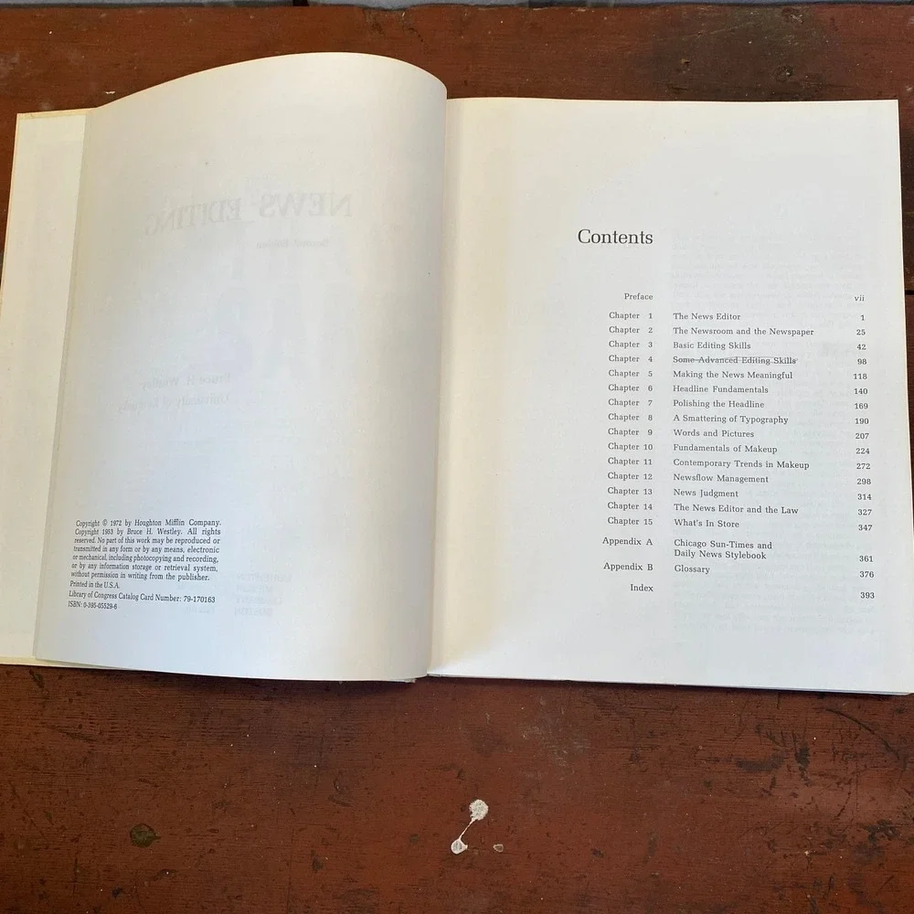 NEWS EDITING Bruce H. Westley Second Edition 1972 Journalism Textbook Newspaper